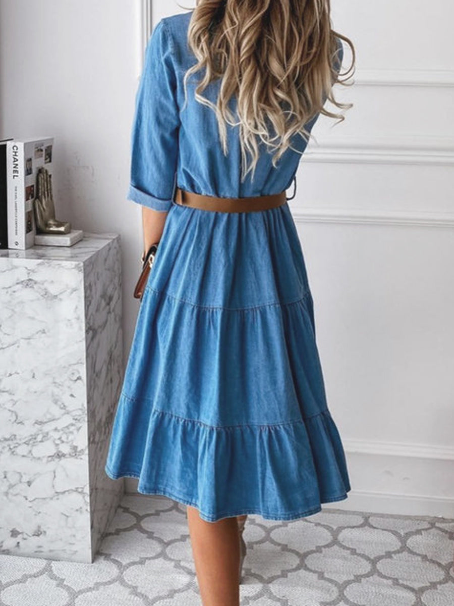 Bárbara – elegantiška laisvalaikio džinsinė suknelė – produkto nuotrauka 4
